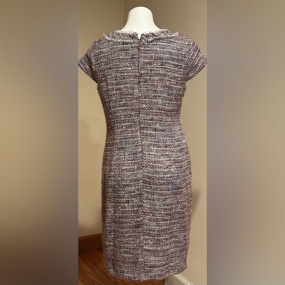 KARL LAGERFELD Short Sleeve Tweed Midi Shift Dress Sz. 8 - Picture 6 of 15